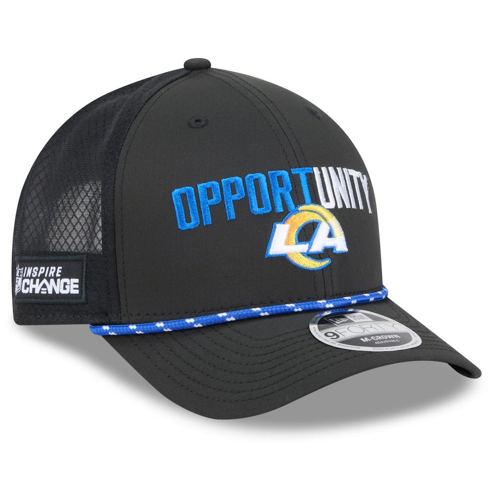 Los Angeles Rams New Era 2025 Inspire Change 9FORTY M-Crown Adjustable Hat - Black for sale