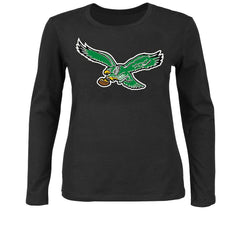 Philadelphia Eagles Women's Plus Size Scoop Neck Long Sleeve T-Shirt - Black outlet