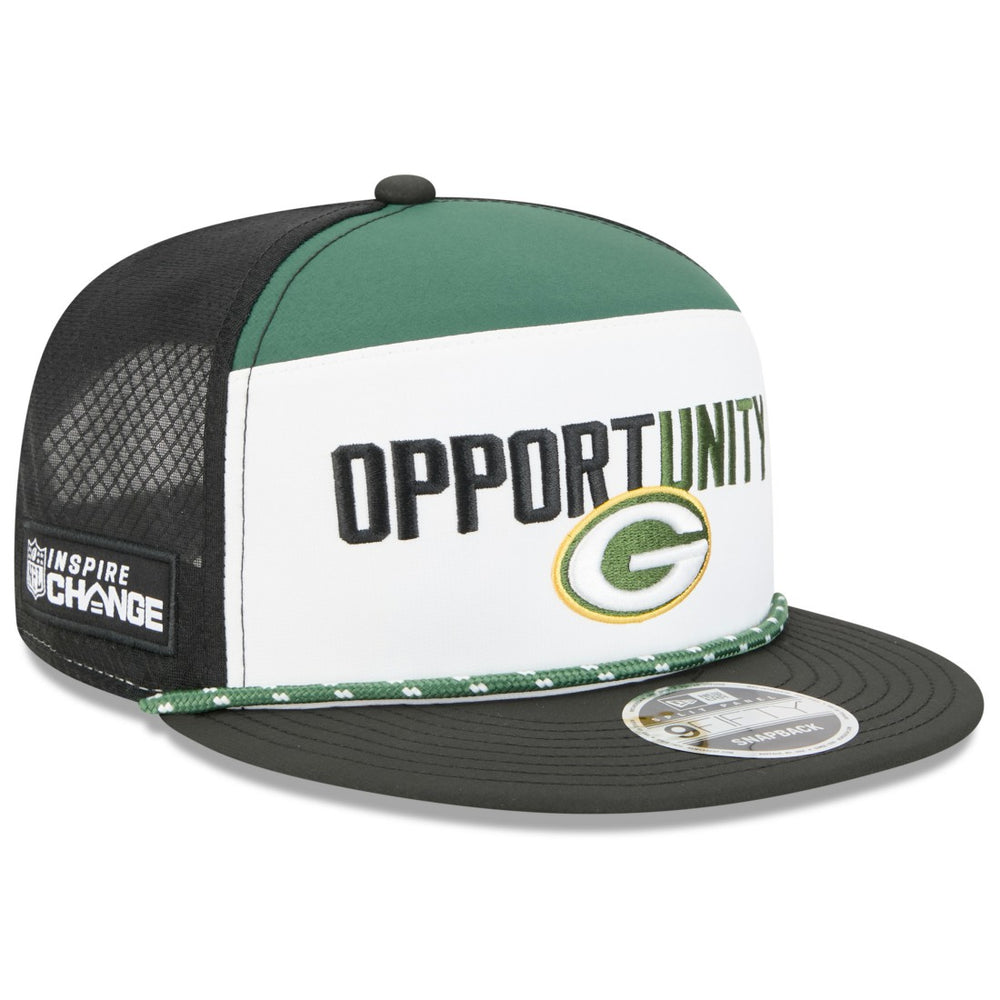 Green Bay Packers New Era 2025 Inspire Change Split Panel 9FIFTY Snapback Hat - White/Black discount