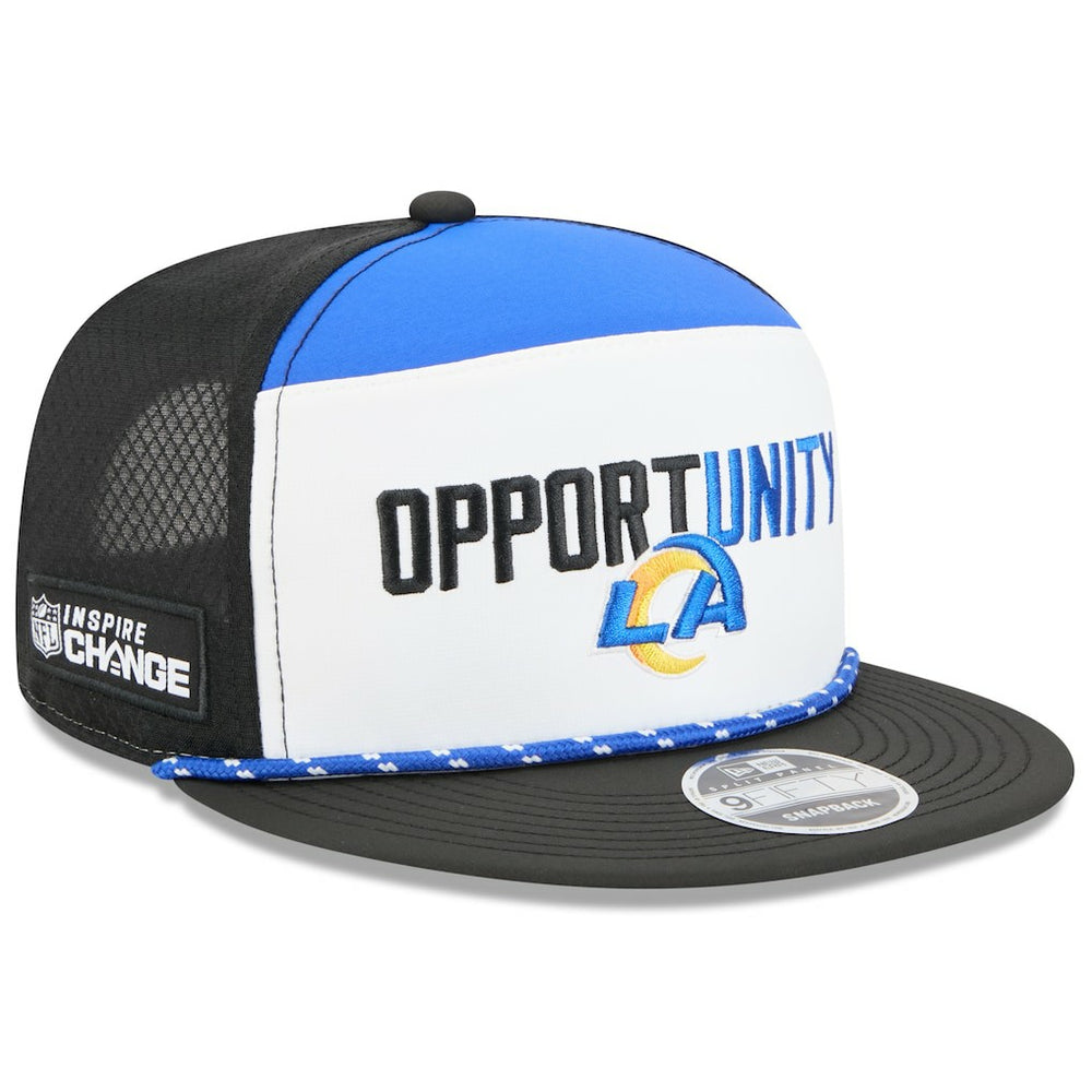 Los Angeles Rams New Era 2025 Inspire Change Split Panel 9FIFTY Snapback Hat - White/Black online