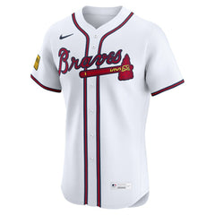 Atlanta Braves Home Elite Sponsor Patch Custom Jersey White