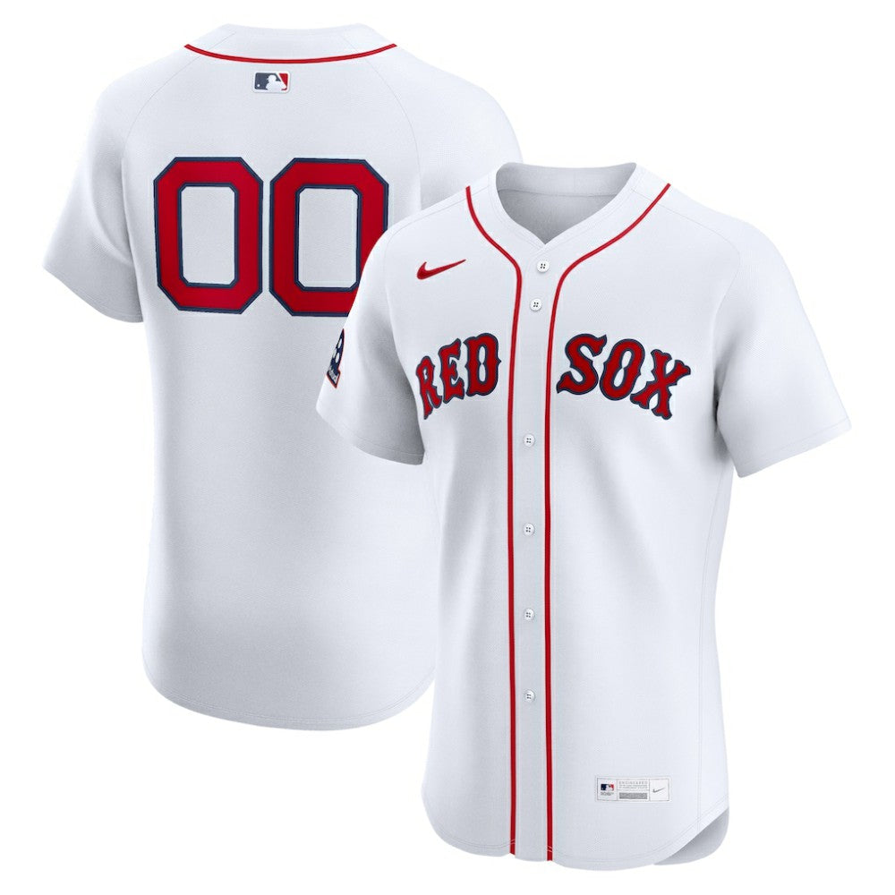 Boston Red Sox Home Elite Sponsor Patch Custom Jersey White
