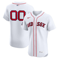 Boston Red Sox Home Elite Sponsor Patch Custom Jersey White