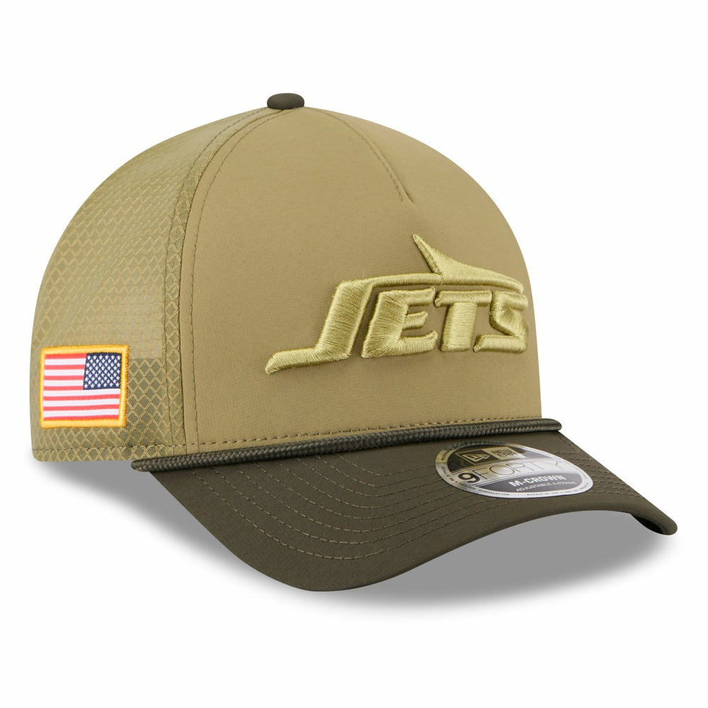 New York Jets New Era Youth 2025 Salute to Service 9FORTY A-Frame Adjustable Hat - Green/Dark Green cheap
