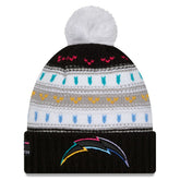 Los Angeles Chargers New Era Women's 2025 NFL Crucial Catch Cuffed Knit Hat with Pom - Black sale