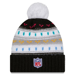 Los Angeles Chargers New Era Women's 2025 NFL Crucial Catch Cuffed Knit Hat with Pom - Black sale