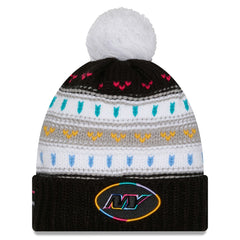 New York Jets New Era Women's 2025 NFL Crucial Catch Cuffed Knit Hat with Pom - Black on sale