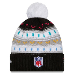 Miami Dolphins New Era Women's 2025 NFL Crucial Catch Cuffed Knit Hat with Pom - Black cheap
