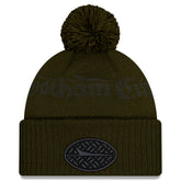New York Jets New Era 2025 Rivalries Collection Sideline Cuffed Knit Hat with Pom - Gotham Green cheap