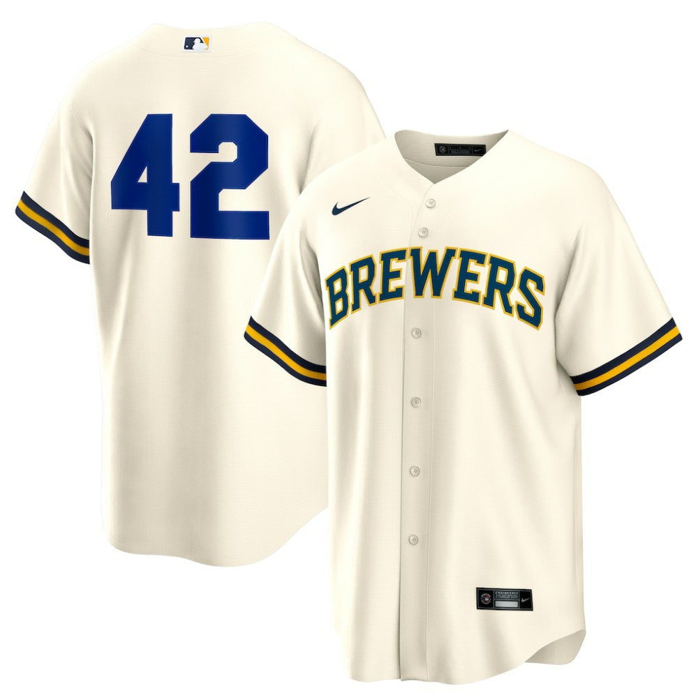 Milwaukee Brewers Home 2025 Jackie Robinson Day Replica Jersey Cream
