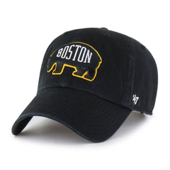 Boston Bruins '47 Alternate Logo Clean Up Adjustable Hat - Black Hats