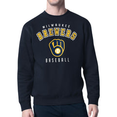 Milwaukee Brewers Starter Team Logo Fleece Pullover Sweatshirt Navy