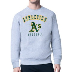 Athletics Starter Team Logo Fleece Pullover Sweatshirt Gray