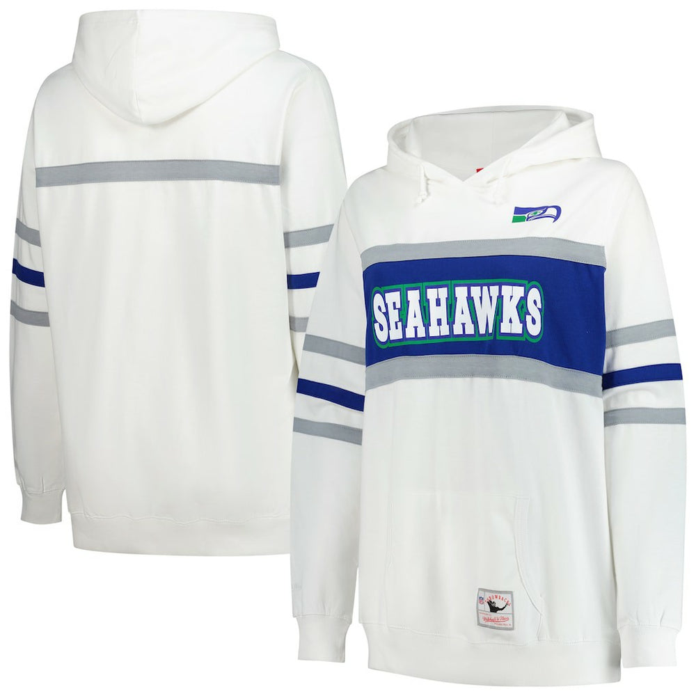 Seattle Seahawks Women's Plus Size Head Coach Throwback Pullover Hoodie - White discount