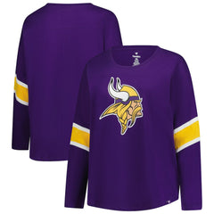 Minnesota Vikings Women's Plus Size Redzone 3/4-Sleeve Scoop Neck T-Shirt - Purple for sale