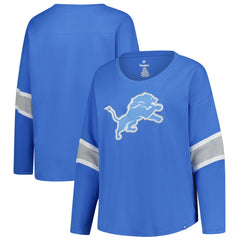 Detroit Lions Women's Plus Size Redzone 3/4-Sleeve Scoop Neck T-Shirt - Blue cheap