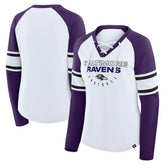 Baltimore Ravens Women's Plus Size Redzone Lace Up Long Sleeve T-Shirt - White on sale