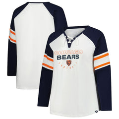 Chicago Bears Women's Plus Size Redzone Lace Up Long Sleeve T-Shirt - White sale