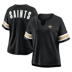 New Orleans Saints Women's Plus Size Redzone Notch Neck T-Shirt - Black outlet