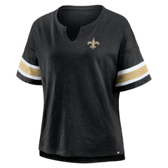 New Orleans Saints Women's Plus Size Redzone Notch Neck T-Shirt - Black outlet