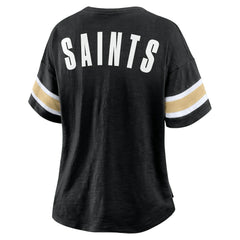 New Orleans Saints Women's Plus Size Redzone Notch Neck T-Shirt - Black outlet