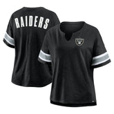 Las Vegas Raiders Women's Plus Size Redzone Notch Neck T-Shirt - Black outlet