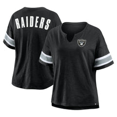 Las Vegas Raiders Women's Plus Size Redzone Notch Neck T-Shirt - Black outlet
