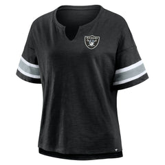 Las Vegas Raiders Women's Plus Size Redzone Notch Neck T-Shirt - Black outlet
