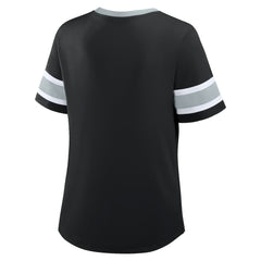 Las Vegas Raiders Women's Plus Size Red Zone Athena Lace-Up V-Notch Neck T-Shirt - Black cheap