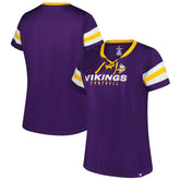 Minnesota Vikings Women's Plus Size Rhinestone Redzone Athena Lace-Up Notch Neck T-Shirt - Purple online