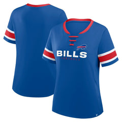 Buffalo Bills Women's Plus Size Red Zone Athena Lace-Up V-Notch Neck T-Shirt - Royal for sale
