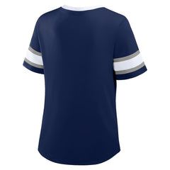 Dallas Cowboys Women's Plus Size Red Zone Athena Lace-Up V-Notch Neck T-Shirt - Navy for sale