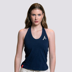 Atlanta Braves Lusso Women's Noelle V-Neck Tank Top Navy