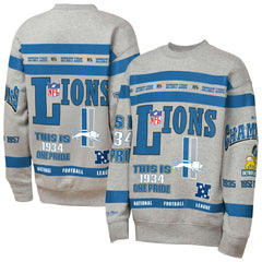 Detroit Lions Youth Throwback All-Over Print Fleece Sweatshirt - Gray online