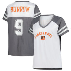 Joe Burrow Cincinnati Bengals Women's Plus Size Bling V-Neck T-Shirt - White on sale