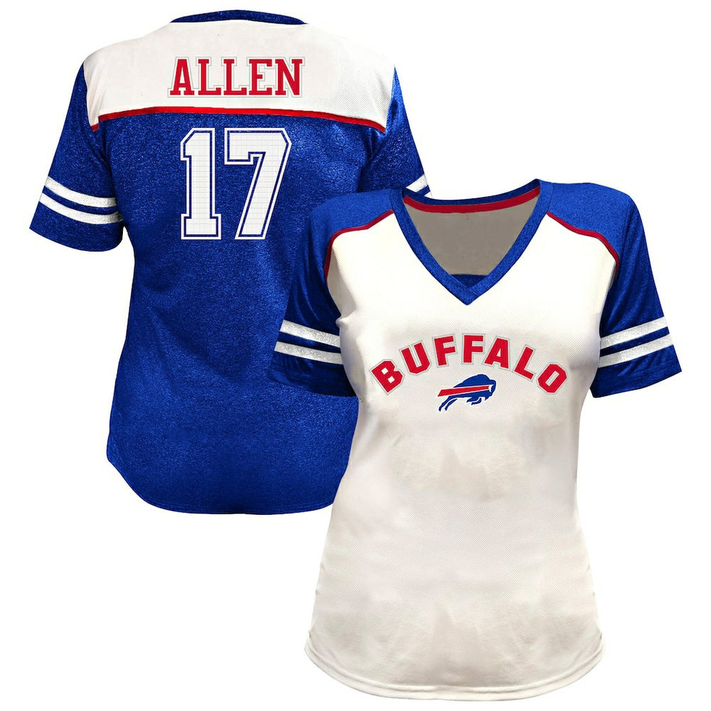 Josh Allen Buffalo Bills Women's Plus Size Bling V-Neck T-Shirt - White outlet