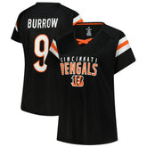 Joe Burrow Cincinnati Bengals Women's Plus Size Name & Number Raglan Lace V-Neck T-Shirt - Black sale