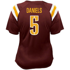Jayden Daniels Washington Commanders Women's Plus Size Name & Number Raglan Lace V-Neck T-Shirt - Burgundy outlet