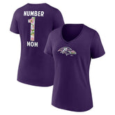 Baltimore Ravens Women's Number 1 Mom Floral V-Neck T-Shirt - Purple sale