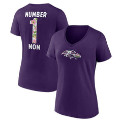 Baltimore Ravens Women's Number 1 Mom Floral V-Neck T-Shirt - Purple sale