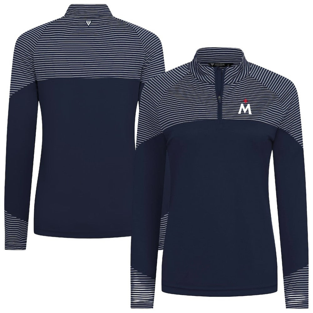 Minnesota Twins Levelwear Women's Classic Stripes Insignia 2.0 Raglan Quarter-Zip Top Navy