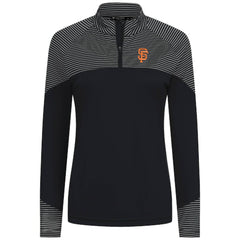 San Francisco Giants Levelwear Women's Classic Stripes Insignia 2.0 Raglan Quarter-Zip Top Black