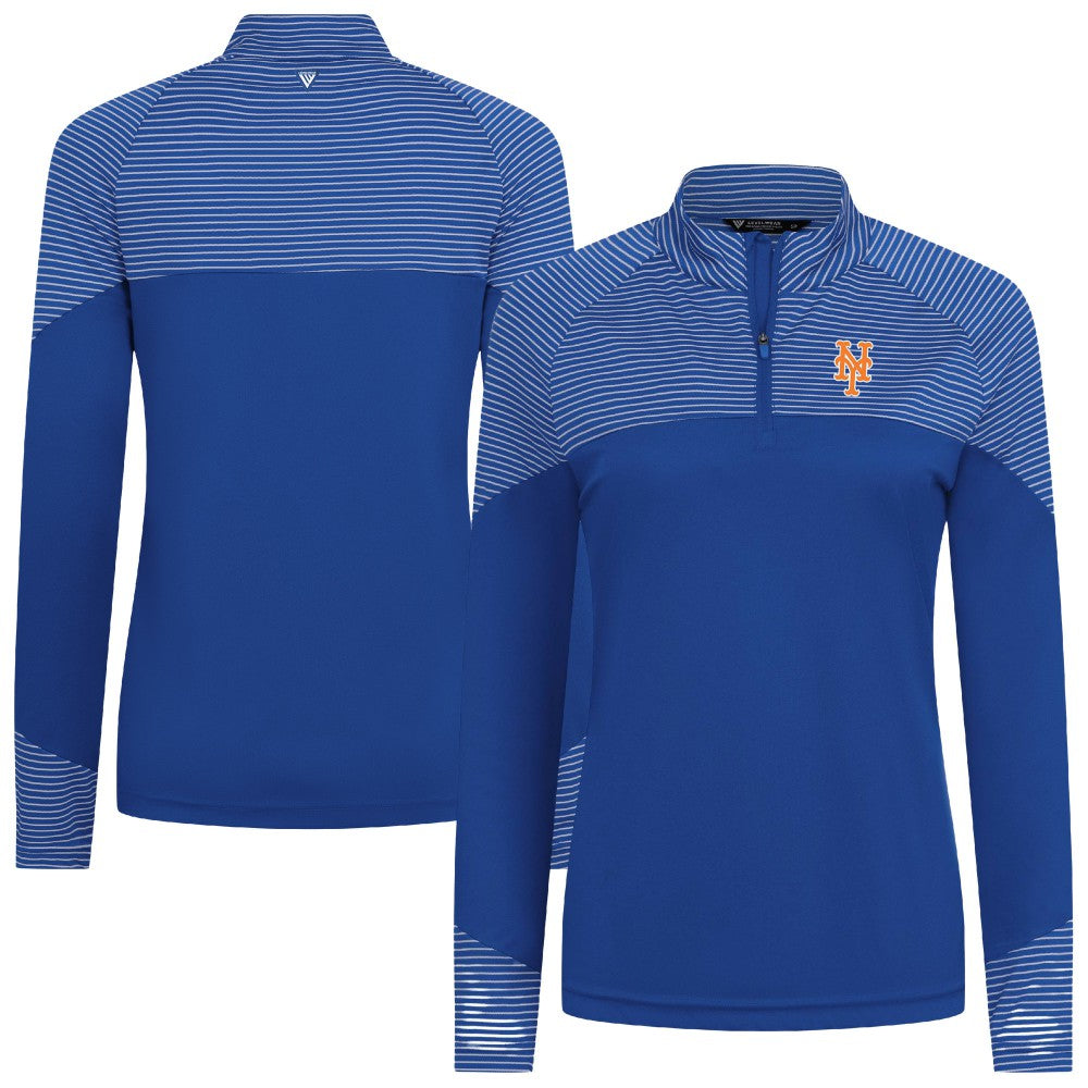 New York Mets Levelwear Women's Classic Stripes Insignia 2.0 Raglan Quarter-Zip Top Royal