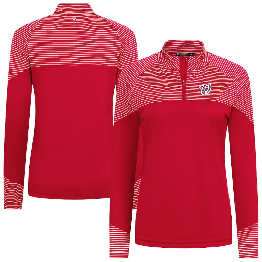 Washington Nationals Levelwear Women's Classic Stripes Insignia 2.0 Raglan Quarter-Zip Top Red