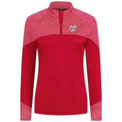 Washington Nationals Levelwear Women's Classic Stripes Insignia 2.0 Raglan Quarter-Zip Top Red