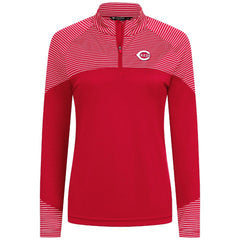 Cincinnati Reds Levelwear Women's Classic Stripes Insignia 2.0 Raglan Quarter-Zip Top Red