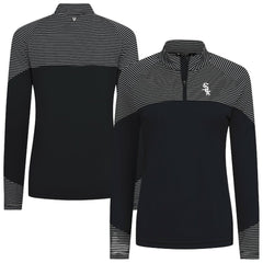 Chicago White Sox Levelwear Women's Classic Stripes Insignia 2.0 Raglan Quarter-Zip Top Black