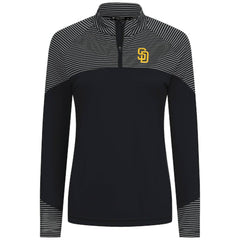 San Diego Padres Levelwear Women's Classic Stripes Insignia 2.0 Raglan Quarter-Zip Top Black