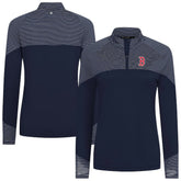 Boston Red Sox Levelwear Women's Classic Stripes Insignia 2.0 Raglan Quarter-Zip Top Navy