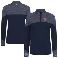 Boston Red Sox Levelwear Women's Classic Stripes Insignia 2.0 Raglan Quarter-Zip Top Navy